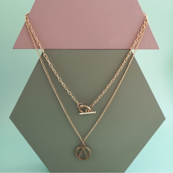 🔥 Clearance 🔥 Elegant Gold Color Geometric Double Layer Necklace - Picture 5 of 16